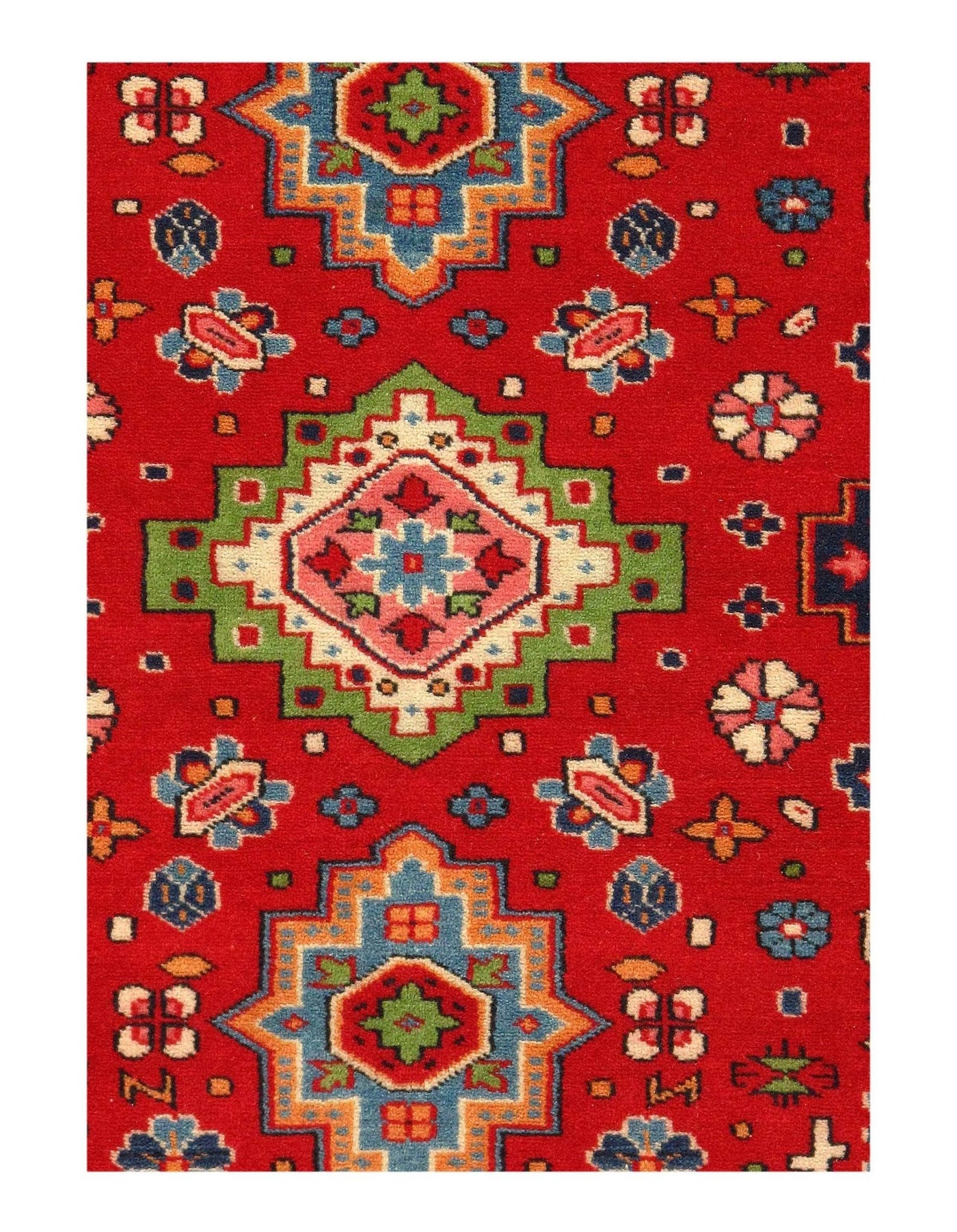 Canvello Red Color Fine Hand Knotted antique Turkish Kazak 4'1'' X 6'6'' - Canvello