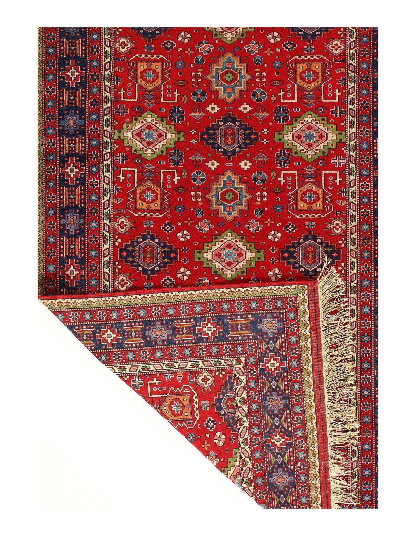 Canvello Red Color Fine Hand Knotted antique Turkish Kazak 4'1'' X 6'6'' - Canvello