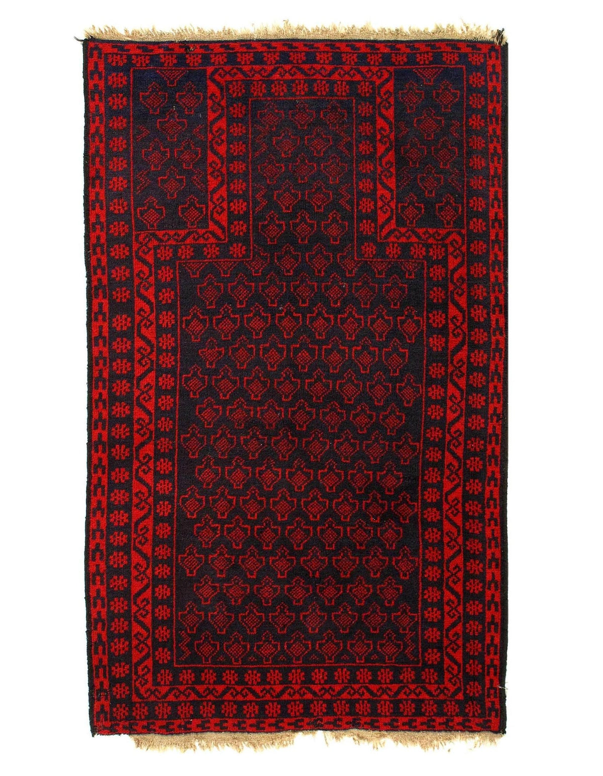 Canvello Red Color Fine Hand Knotted Balouchi Rug - 3' X 5'11''