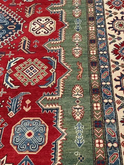 Red Color Fine Hand Knotted Kazak 10' X 13'2''