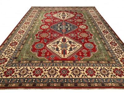 Canvello Red Color Fine Hand Knotted Kazak 10' X 13'2'' - Canvello