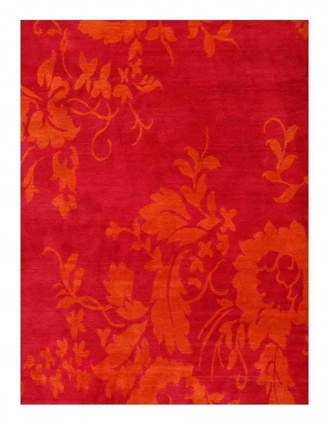 Canvello Red color Fine Hand Knotted Modern Rug 9'1'' X 11'7'' - Canvello