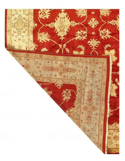 Canvello Red Color Fine Hand Knotted Oushak Rug 11'11'' X 17'3'' - Canvello