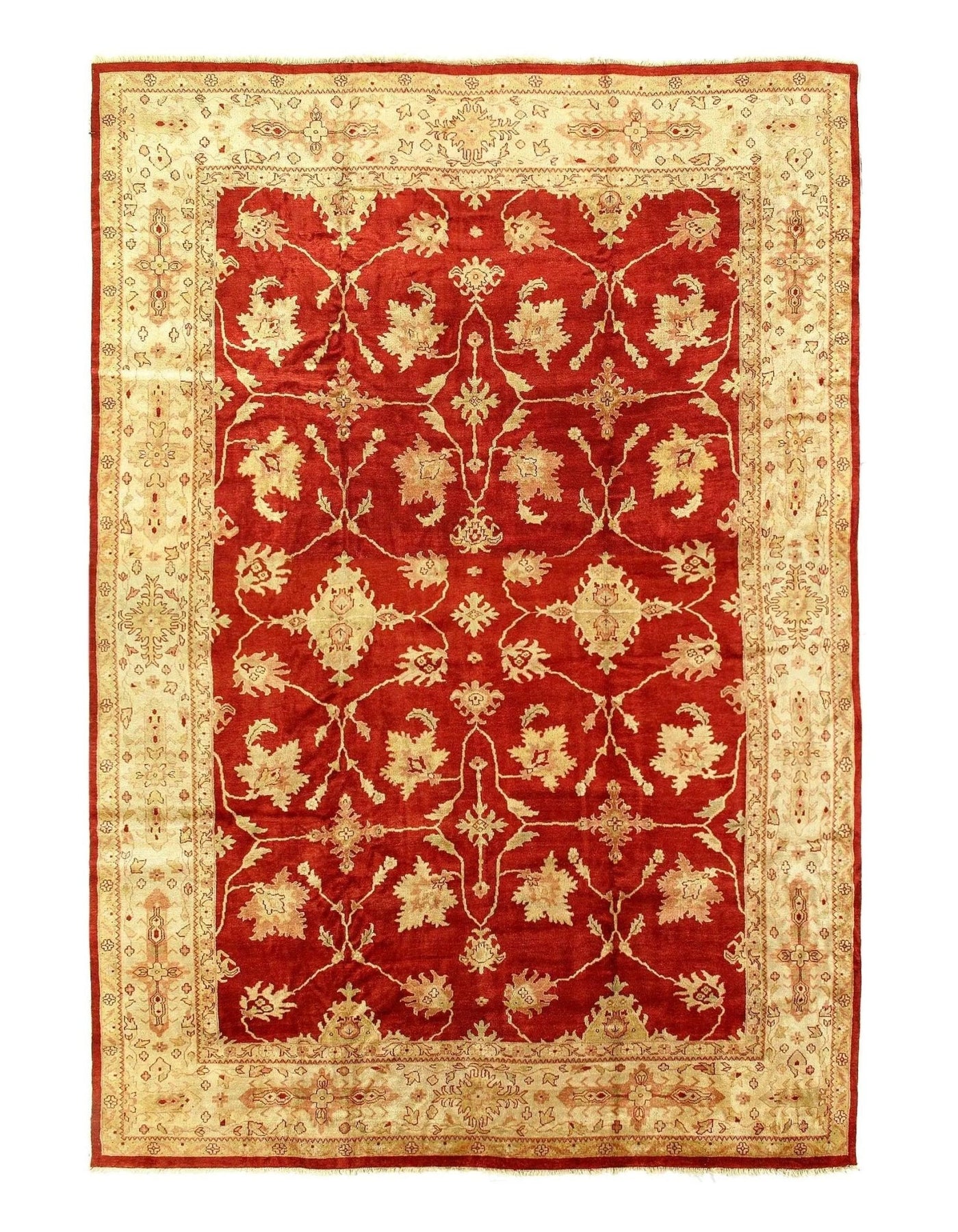 Canvello Red Color Fine Hand Knotted Oushak Rug 11'11'' X 17'3'' - Canvello