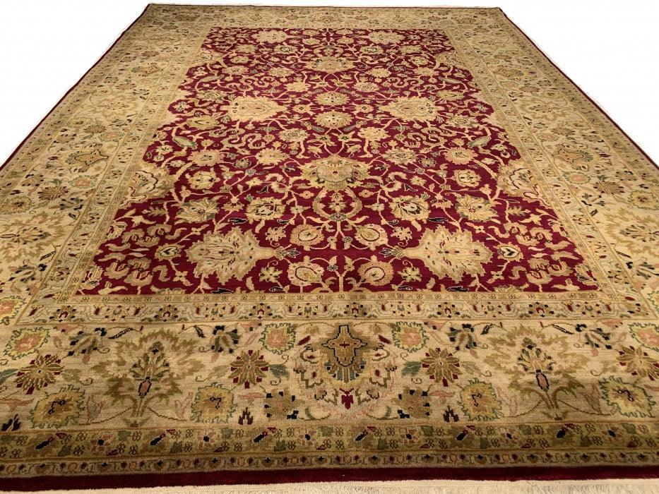 Canvello Red Color Fine Hand Knotted Tabriz Design Rug - 8'9'' X 11'11'' - Canvello