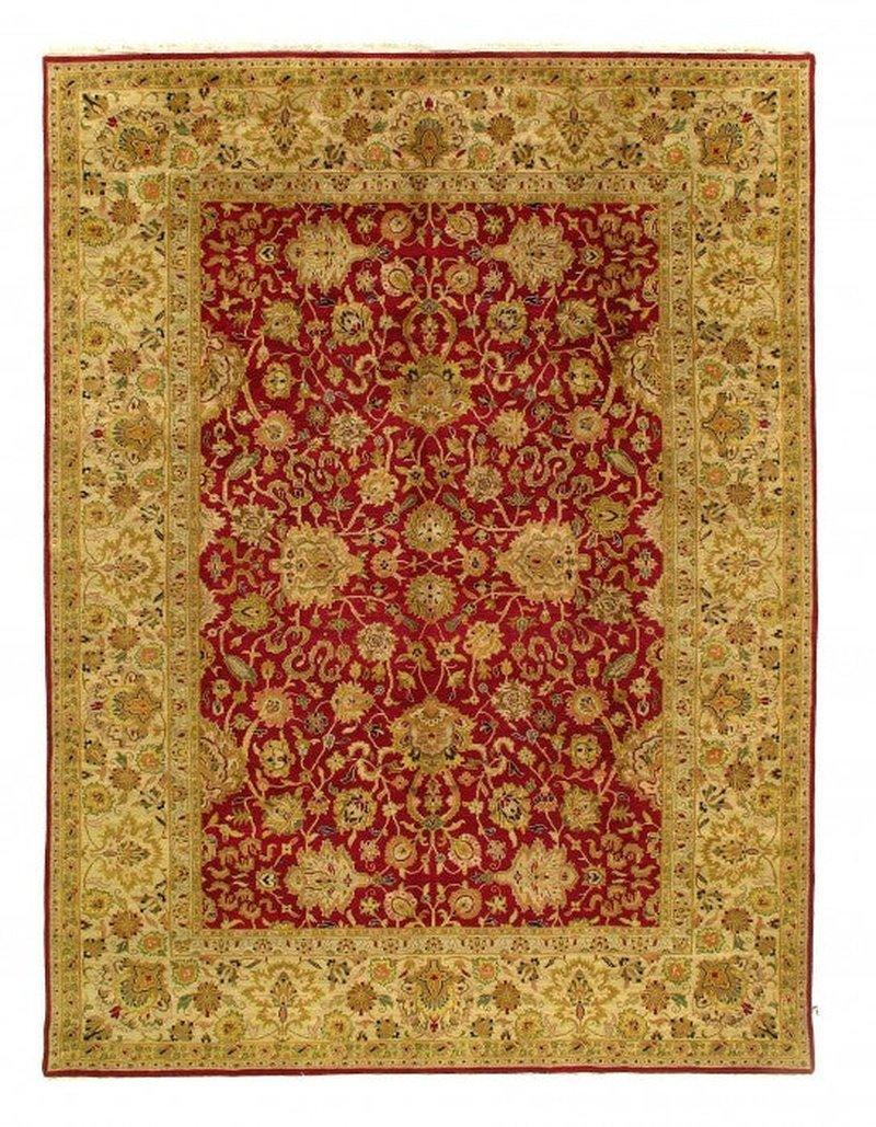 Canvello Red Color Fine Hand Knotted Tabriz Design Rug - 8'9'' X 11'11'' - Canvello