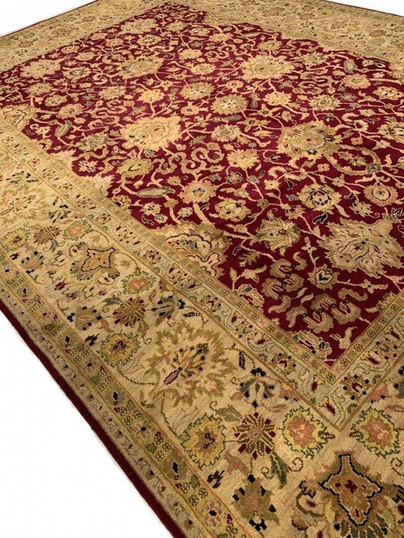 Canvello Red Color Fine Hand Knotted Tabriz Design Rug - 8'9'' X 11'11'' - Canvello