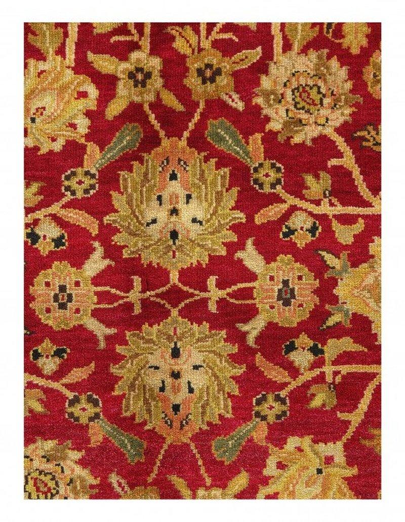 Canvello Red Color Fine Hand Knotted Tabriz Design Rug - 8'9'' X 11'11'' - Canvello