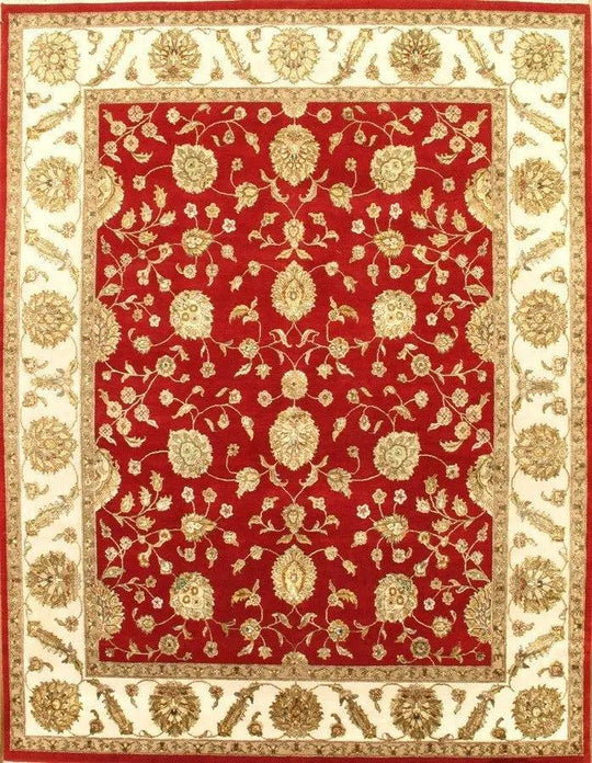 Alfombra roja fina de seda y lana Agra Canvello - 8' X10'