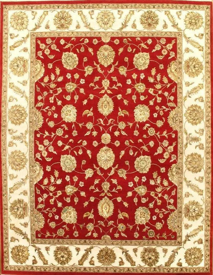 Canvello Red Fine Agra silk & wool Rug - 8' X10' - Canvello