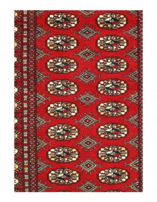 Canvello Red Fine Hand Knotted Bokhara Rug 3'3'' X 4'6'' - Canvello