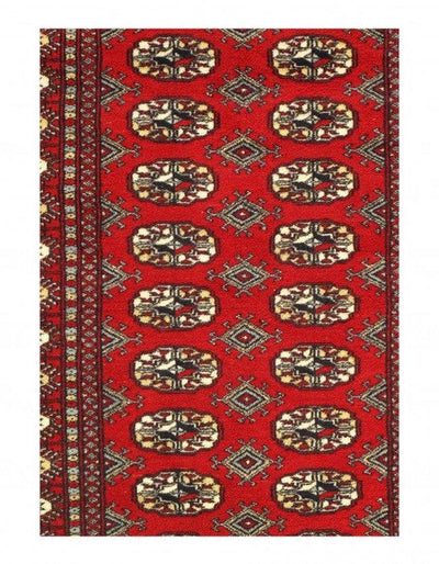 Canvello Red Fine Hand Knotted Bokhara Rug 3'3'' X 4'6'' - Canvello