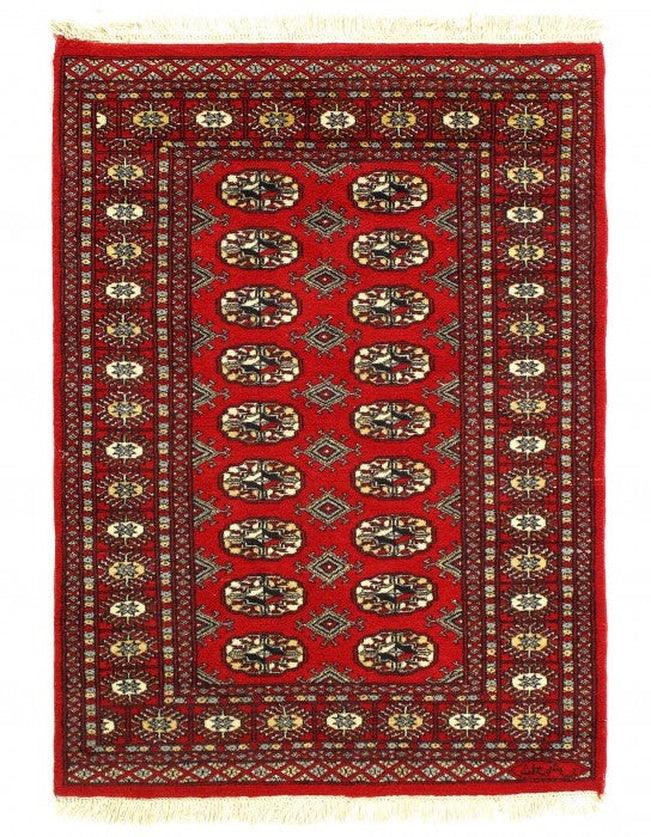 Canvello Red Fine Hand Knotted Bokhara Rug 3'3'' X 4'6'' - Canvello