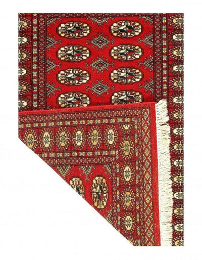 Canvello Red Fine Hand Knotted Bokhara Rug 3'3'' X 4'6'' - Canvello