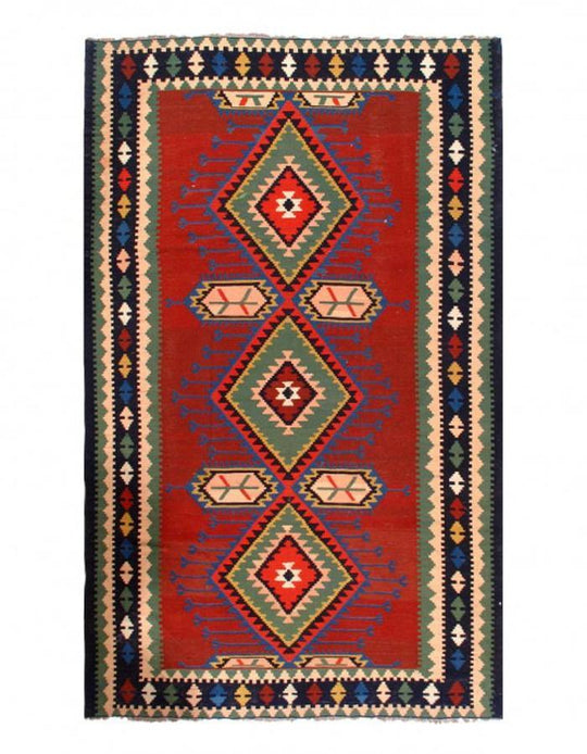 Canvello Rojo Fino Kazak Ruso Anudado a Mano - 6'6'' X 10'11''