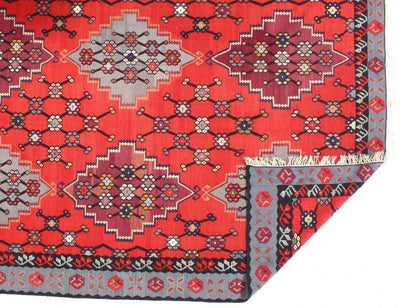 Canvello Red Fine Hand knotted Turkish kilim - 6'11'' X 10' - Canvello