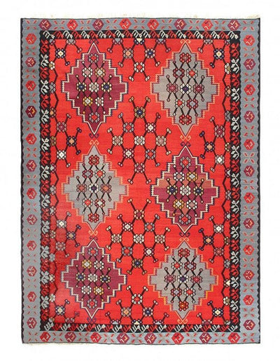 Canvello Red Fine Hand knotted Turkish kilim - 6'11'' X 10' - Canvello