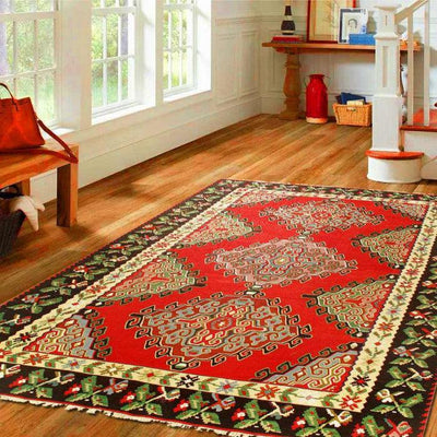 Canvello Red Fine Hand knotted Turkish Kilim 6'11'' X 9'11'' - Canvello