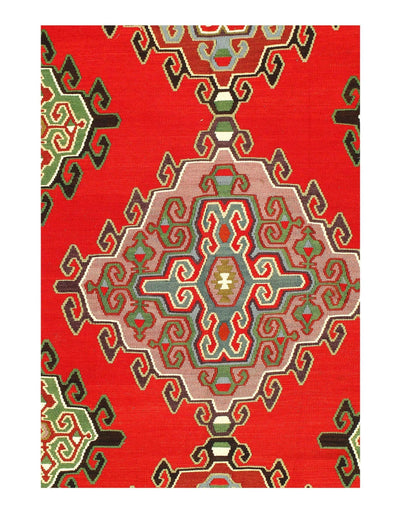 Canvello Red Fine Hand knotted Turkish Kilim 6'11'' X 9'11'' - Canvello