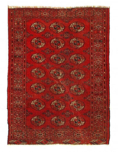 Red Fine Hand Knotted Vintage Bokhara Rug 3'8'' X 5'