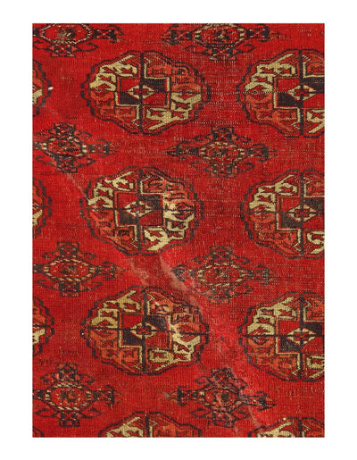 Canvello Red Fine Hand Knotted Vintage Bokhara Rug 3'8'' X 5' - Canvello