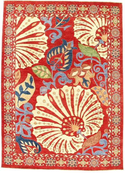 Canvello Red fine Suzani Rug - 8' x 11' - Canvello