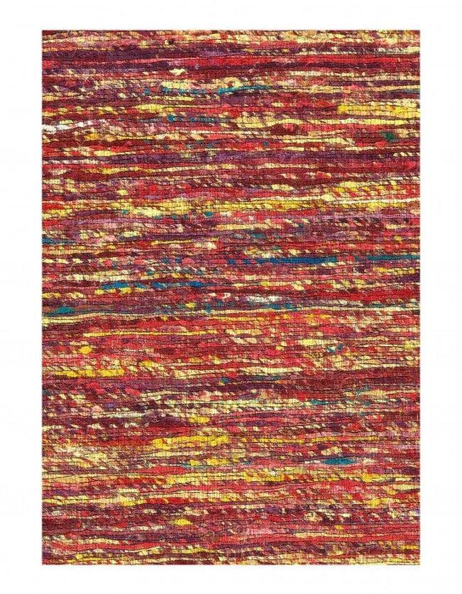 Canvello Red Flat - weave Tufted Sari Silk 3' X 5' - Canvello