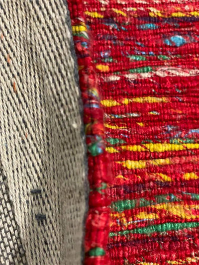 Red Flat-weave Tufted Sari Silk - 6' X 9' - 9' X 12'