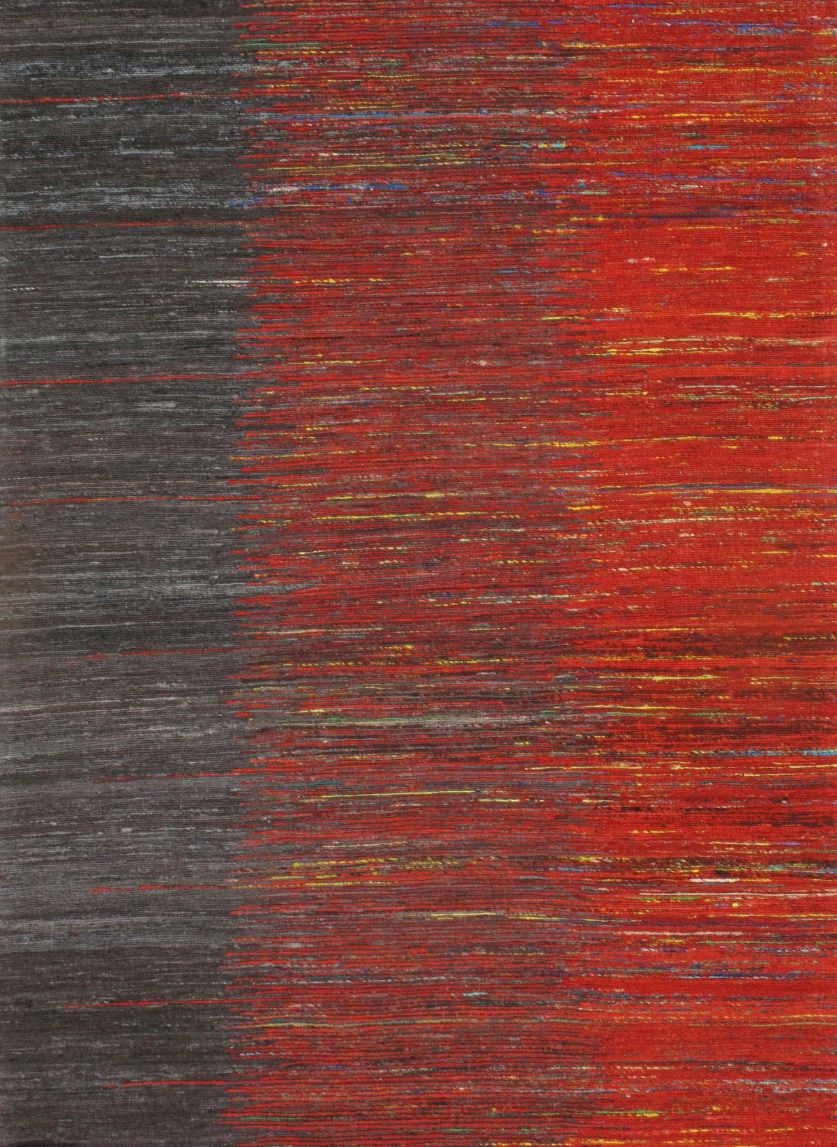 Alfombra de seda sari con mechones de tejido plano rojo Canvello - 5' X 8'