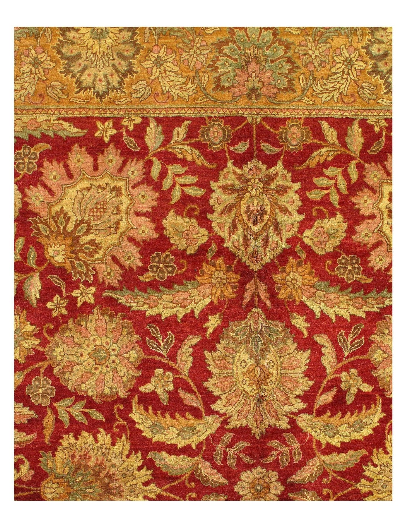 Canvello Red Hand Knotted Agra Rug - 7'9" x 10'1" - Canvello