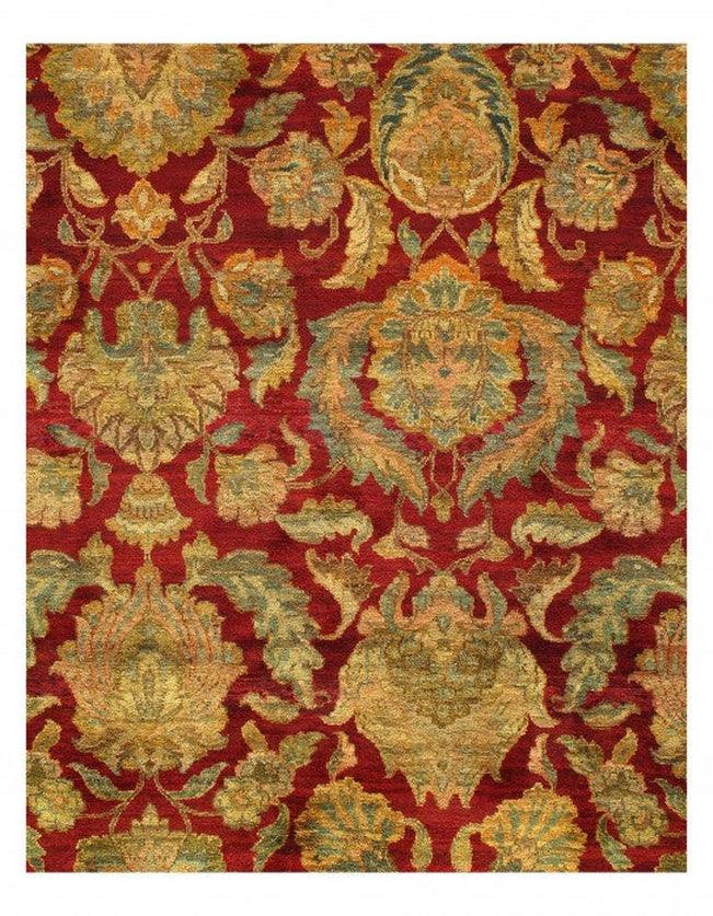 Canvello Red Hand Knotted Agra Rug - 8'1'' x 10' - Canvello