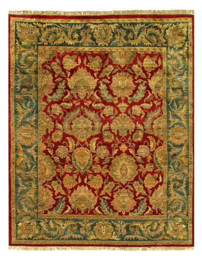 Canvello Red Hand Knotted Agra Rug - 8'1'' x 10' - Canvello