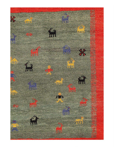 Canvello Red Hand Knotted Gabbeh - 8'7'' X 11'7'' - Canvello