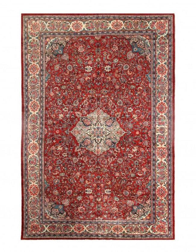 Canvello Red Hand Knotted Persian Mahal Rug - 12' X 18'9''