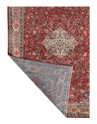 Canvello Red Hand Knotted Persian Mahal Rug - 12' X 18'9''