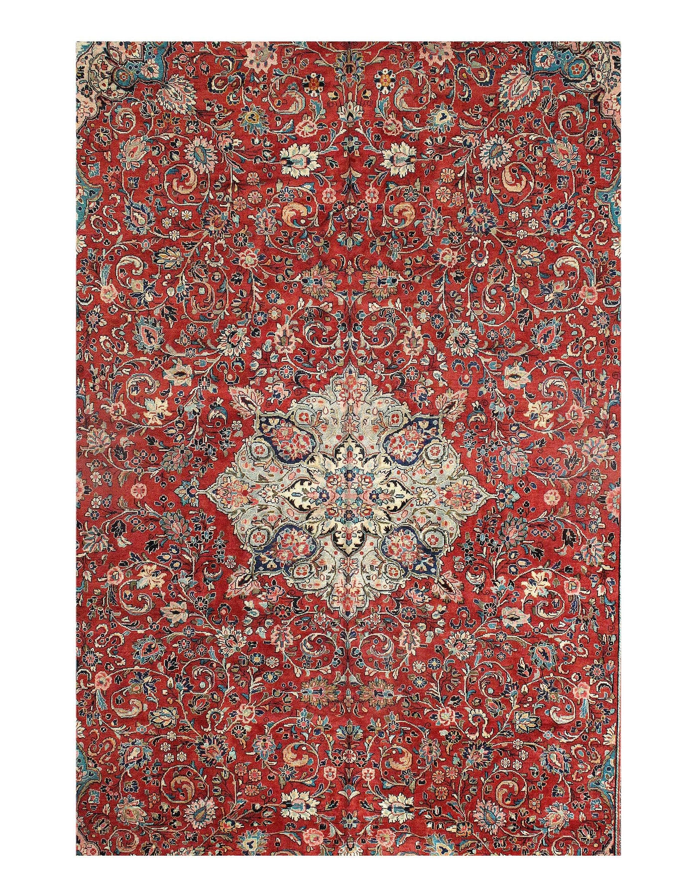 Canvello Red Hand Knotted Persian Mahal Rug - 12' X 18'9''