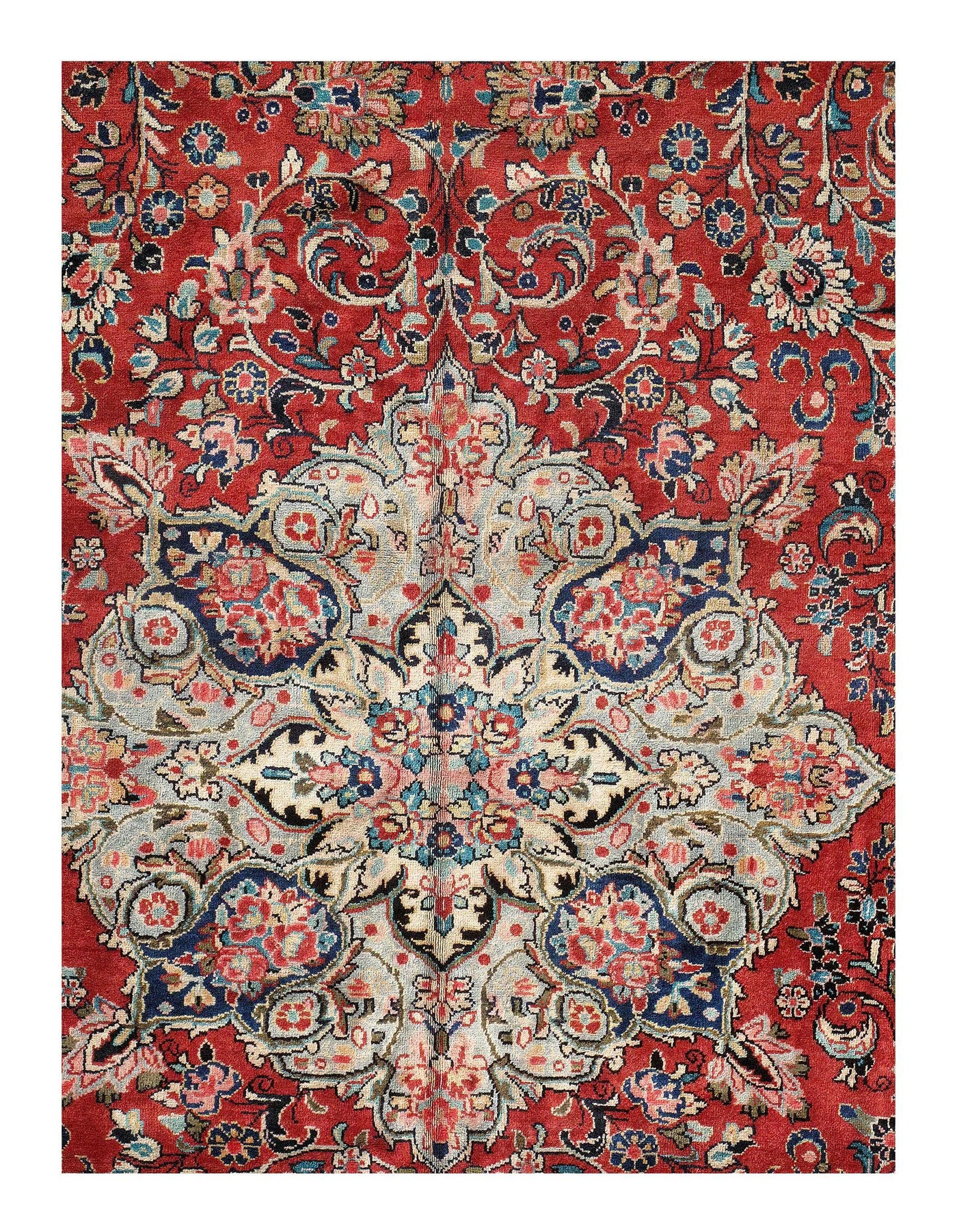 Canvello Red Hand Knotted Persian Mahal Rug - 12' X 18'9''