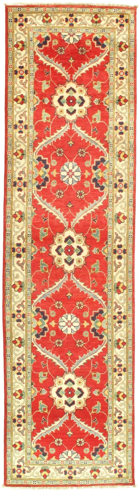 Canvello Red Kazak Design Lamb's Wool Rug - 3' X 10' - Canvello