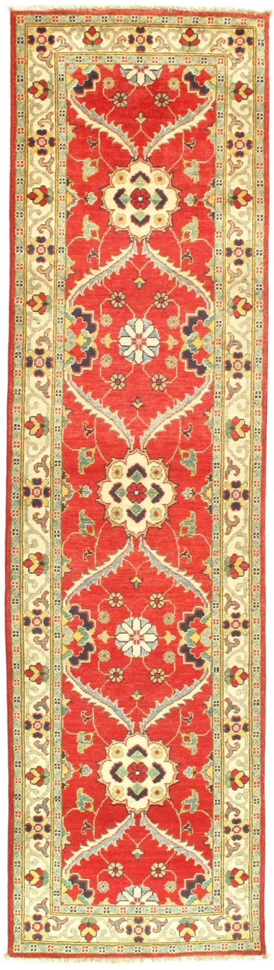 Canvello Red Kazak Design Lamb's Wool Rug - 3' X 10' - Canvello