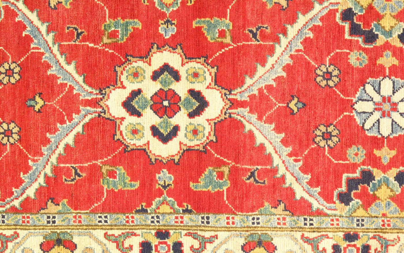 Canvello Red Kazak Design Lamb's Wool Rug - 3' X 10' - Canvello