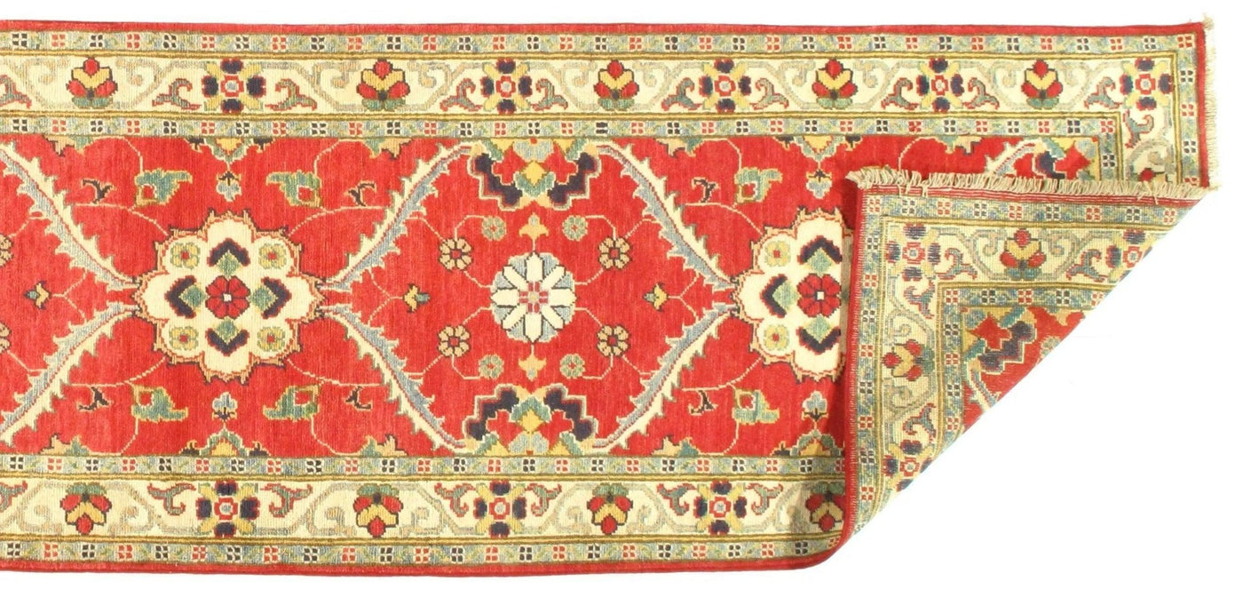 Canvello Red Kazak Design Lamb's Wool Rug - 3' X 10' - Canvello