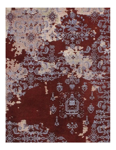 Canvello Red Modern Rug silk & wool Rug - 8'x10' - Canvello