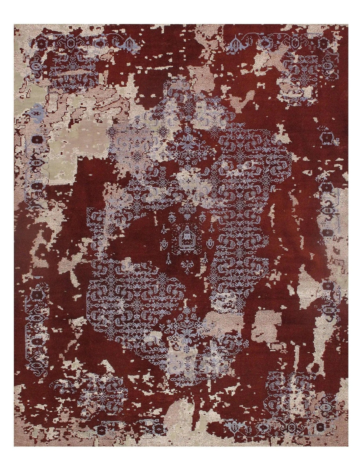 Canvello Red Modern Rug Alfombra de seda y lana - 8'x10'