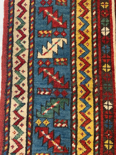 Canvello Red Russian Antique Kazak Runner Wool Rug for Living Room - 3'6'' X 9'6''