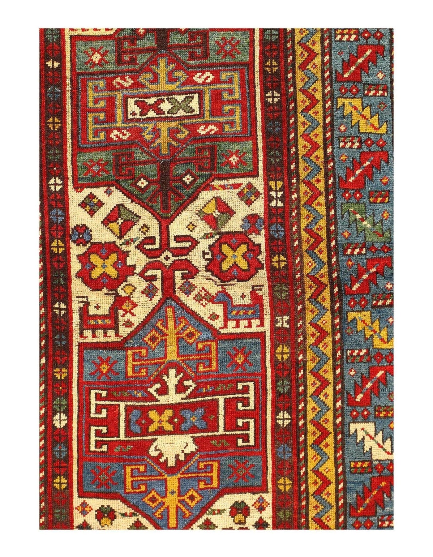 Canvello Red Russian Antique Kazak Runner Wool Rug for Living Room - 3'6'' X 9'6'' - Canvello