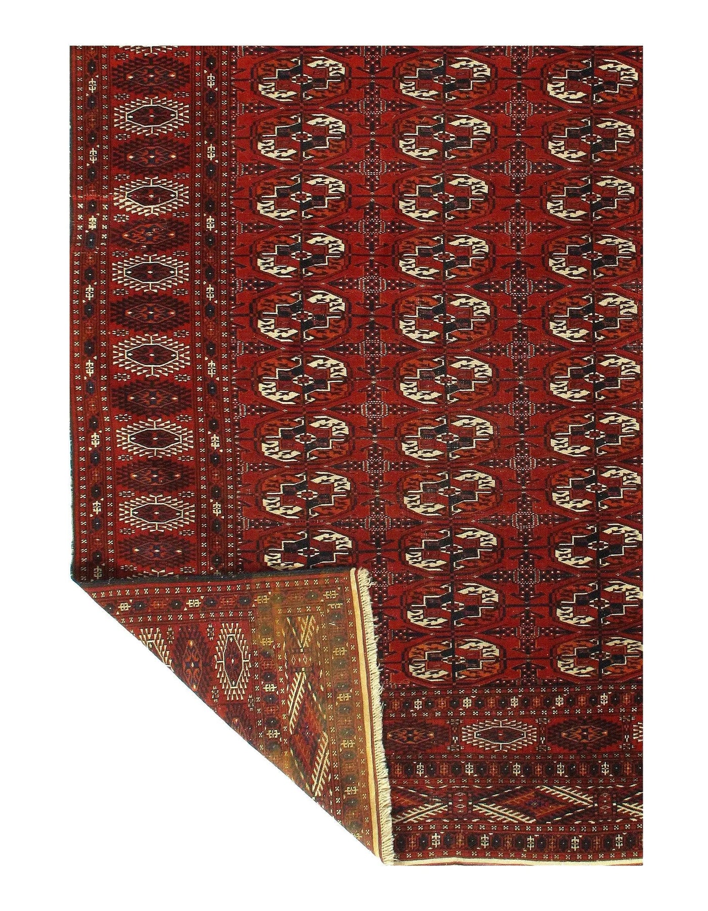 Red Russian Antique Turkman Rug - 5'6'' X 8'11''