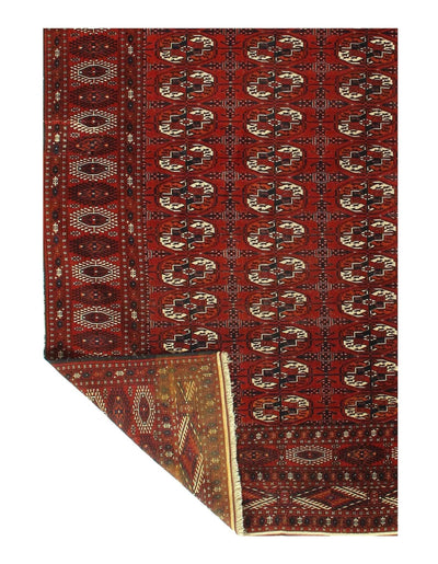 Canvello Red Russian Antique Turkman Rug - 5'6'' X 8'11'' - Canvello