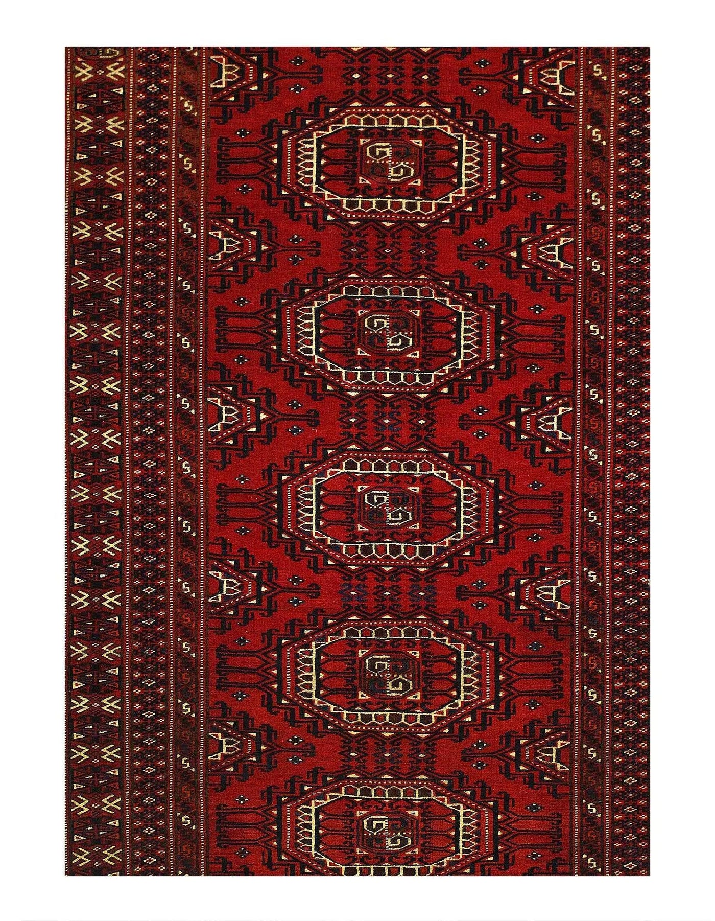 Canvello Red Russian Turkman Rug - 3'6'' x 5'8'' - Canvello