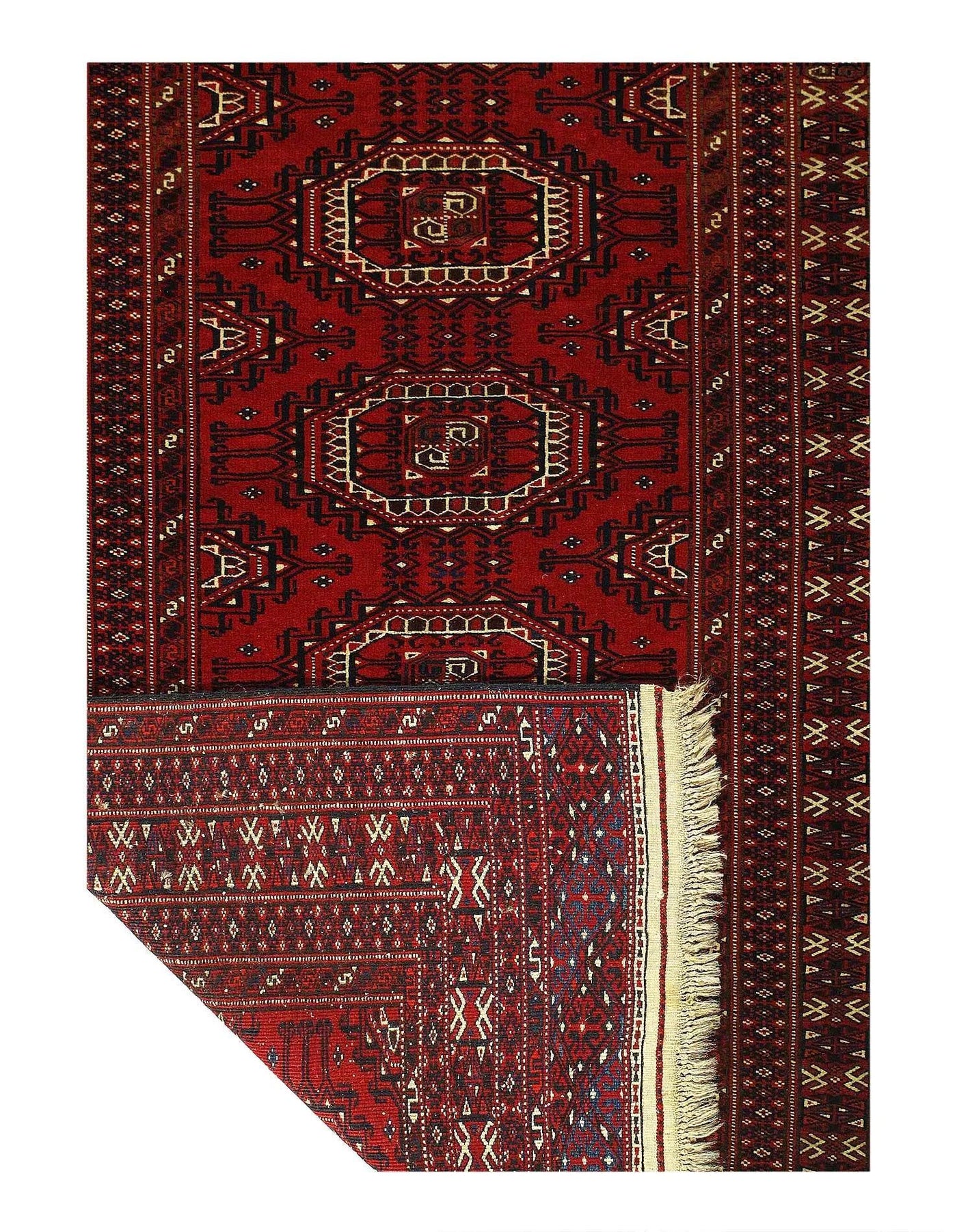 Canvello Red Russian Turkman Rug - 3'6'' x 5'8'' - Canvello