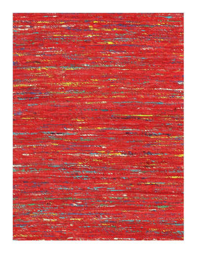 Red Sari-Silk Modern Flat Weave Runner 2'4'' X 10